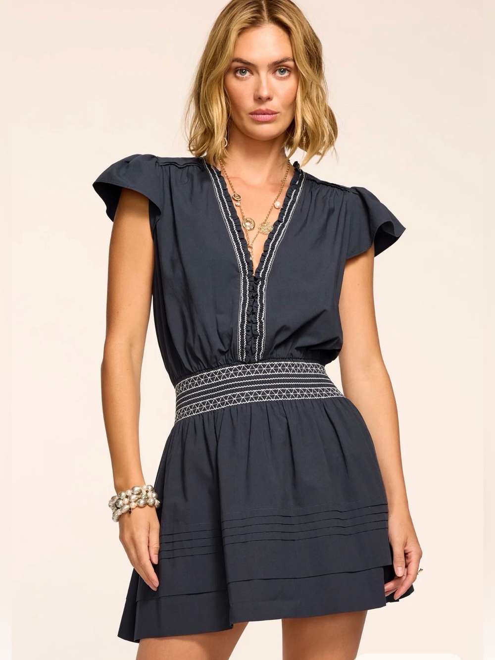 Tahlia Cotton Poplin Smocked Mini Dress